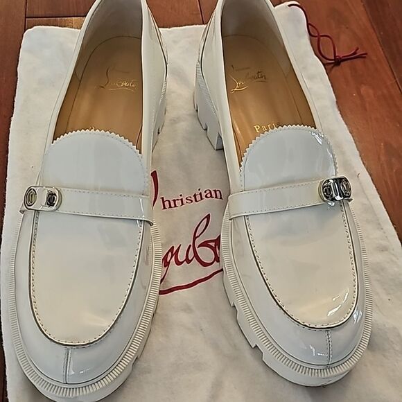 Christian Louboutin Loafer Patent Leather Rubber Sole Brunch Spring Wedding 40 - Picture 4 of 9